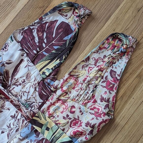 ZARA multicolor JUMPSUIT DRESS WITH Paisley tropical scarf patchwork PRINT - Picture 4 of 6